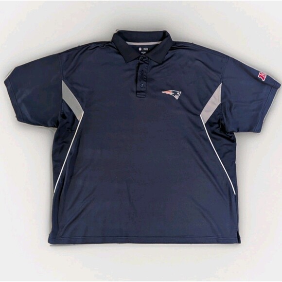 NFL Team Apparel New England Patriots Polo Shirt 3XL Navy Blue Gray Short Sleeve - Picture 1 of 9